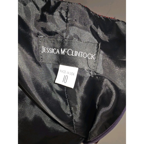 Vintage Jessica McClintock Burgundy Strapless Gown 90s Formal Prom Dress L 16–18 - Picture 8 of 16